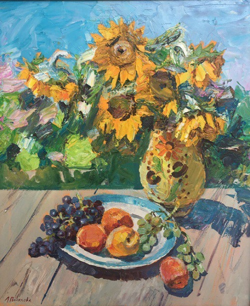 polyakova-still-life-with-peaches